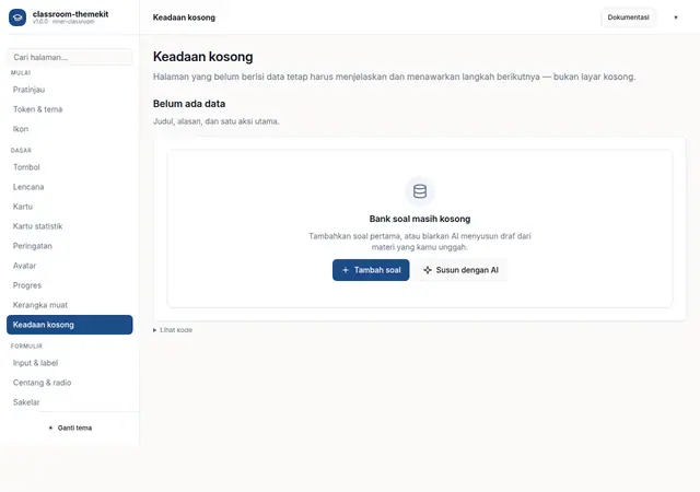Pratinjau halaman Keadaan kosong
