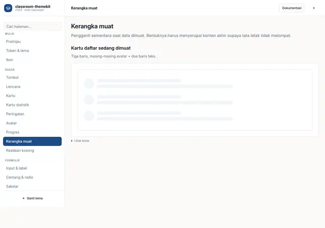 Pratinjau halaman Kerangka muat